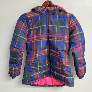 ThereAbouts Colorful Plaid Pattern Puffer Jacket Girl's Size L
